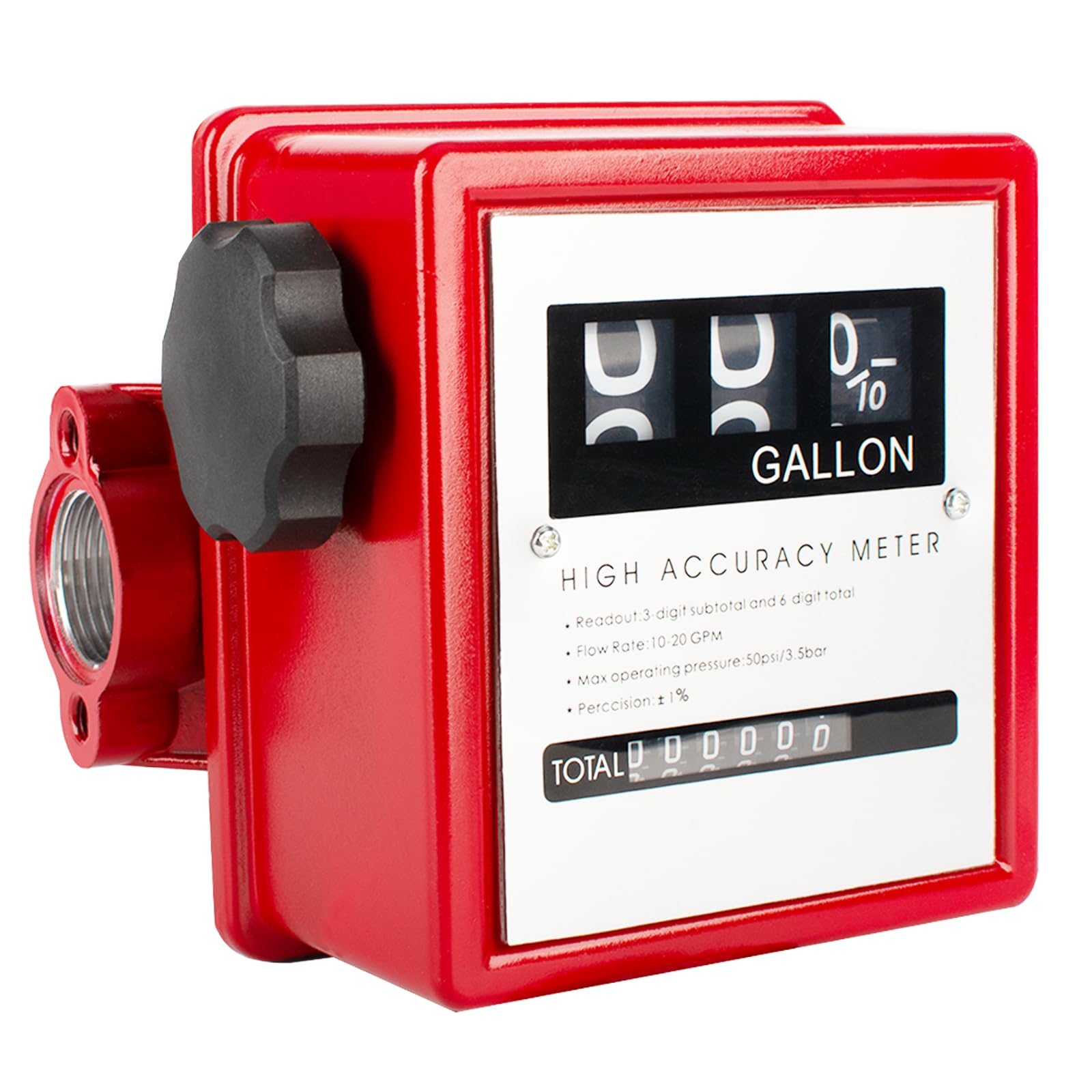 JAHEZYAN 1" Mechanical Diesel Fuel Meter, 4–16GPM, 3-Digital Aluminum Diesel Fuel Pump Flow Meter, Gallons Fuel Meters for Transfer Tank Pumps