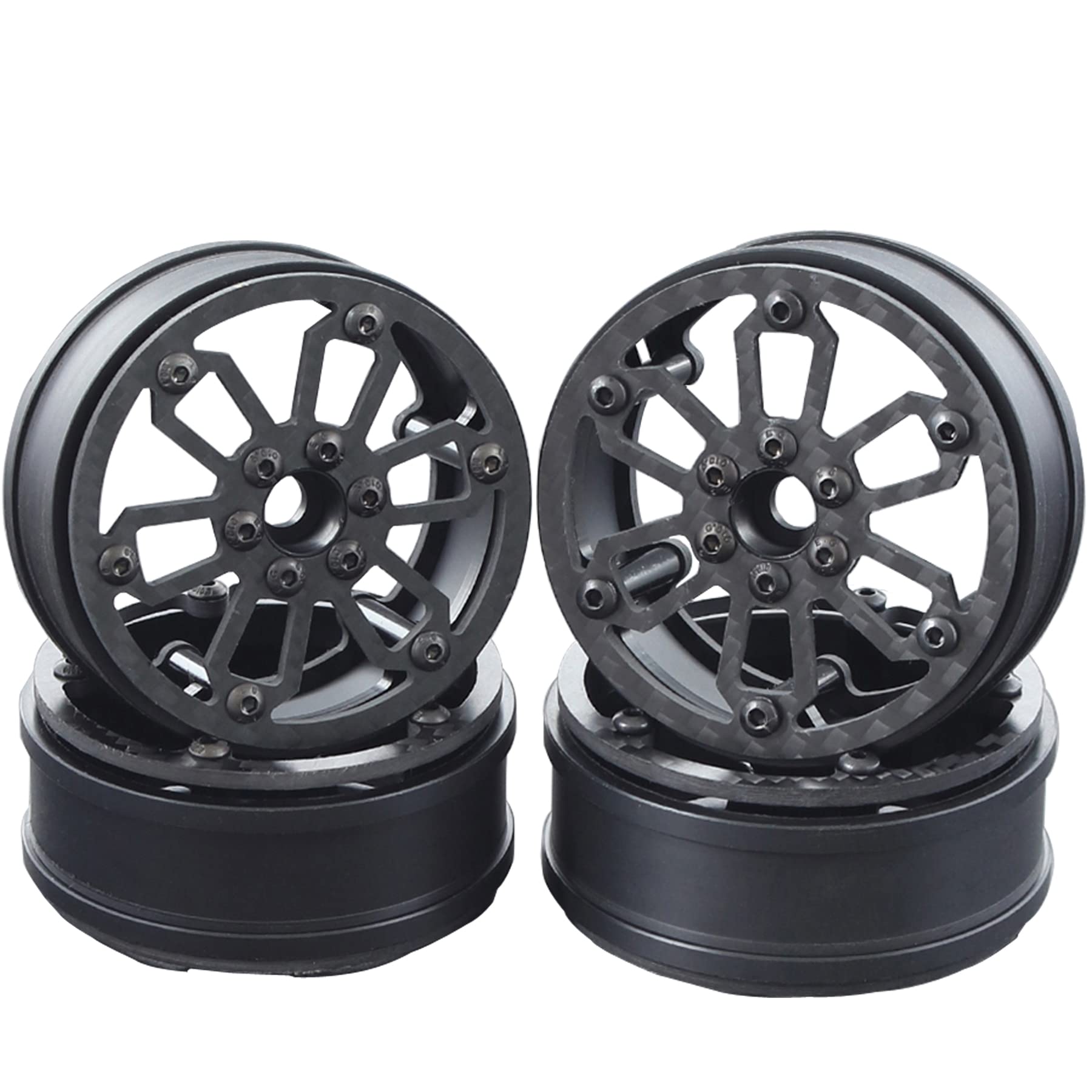 4 Pz 64x30mm In Fibra di Carbonio Ruote Cerchio per RC Competizione Crawler MOA RC4WD Bully 2 XR10 RS10 Motor On Axle 2.2 Pneumatici (C