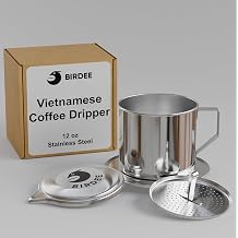 Birdee Vietnamese Coffee Dripper Foldable - 12 oz, Stainless Steel, Medium Drip Filter, Durable, Dishwasher Safe, Home Use, Travel, Camping, Gift Sets