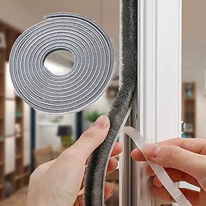 CIKKIIO 32.8 Ft Self Adhesive Seal Strip Weatherstrip for Windows and Doors House Soundproofing,Windproof,Dustproof,Stronger Stickiness,0.35 Wide X 0.2 inch Thick, Gray