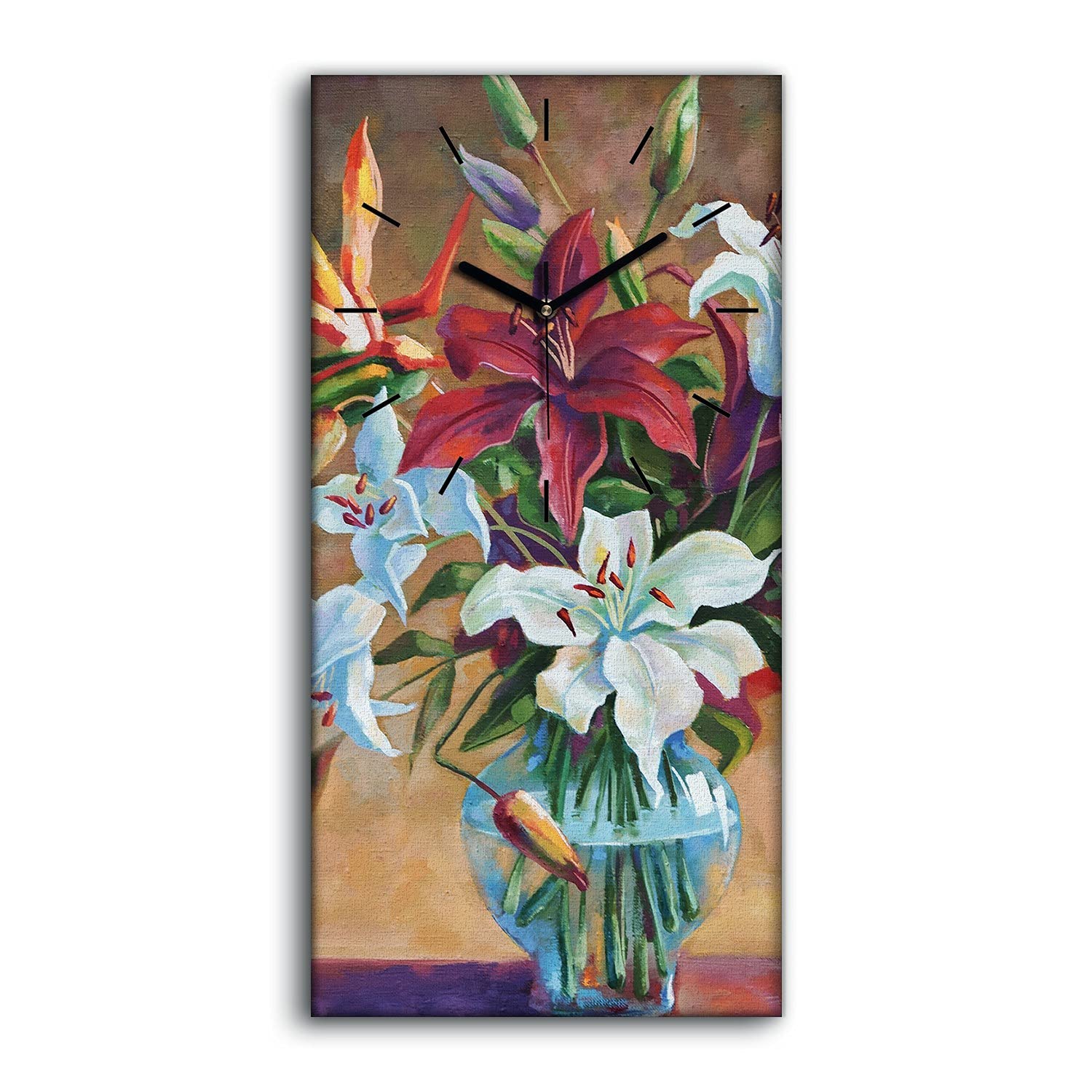 Horloge sur Toile Silencieuse sans Tic-Tac Motif Fleurs de Lis pour un Sommeil Paisible