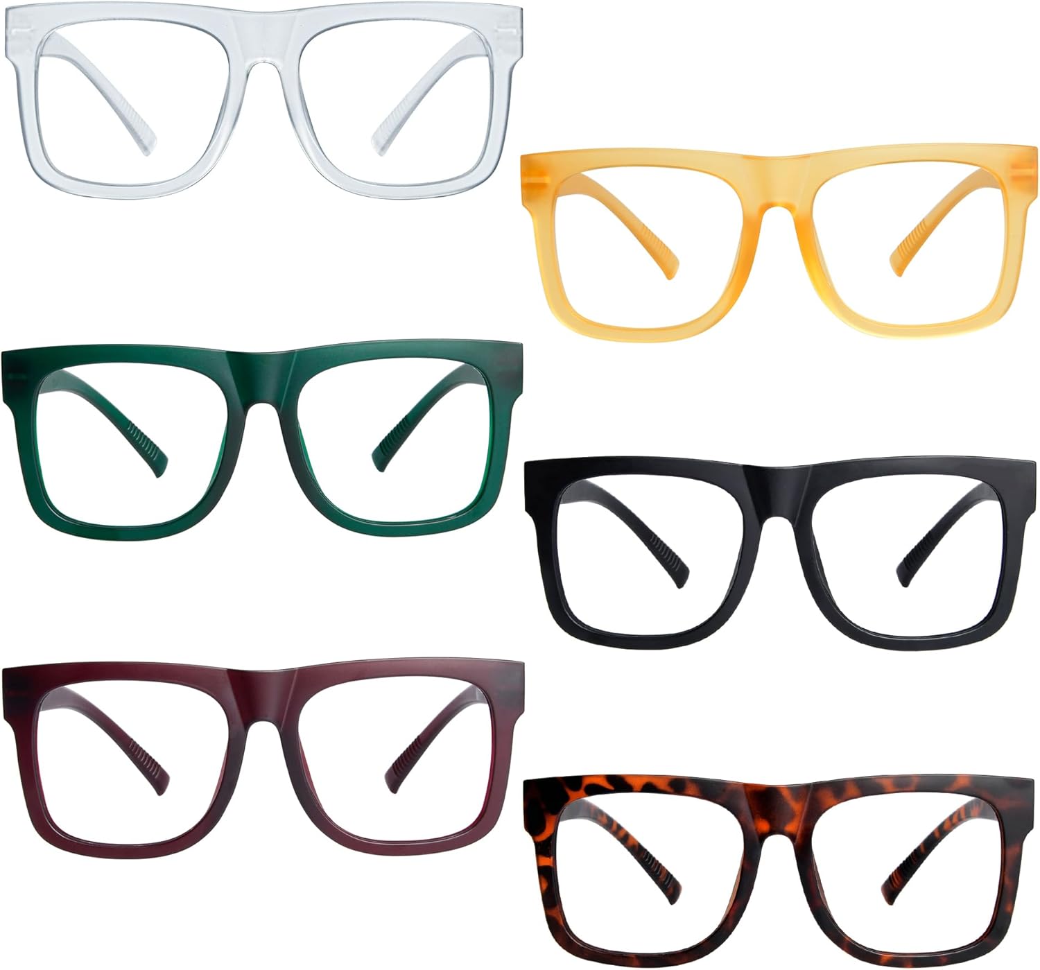 BFOCO Reading Glasses Metalless Screwless Spring Hinges for Men 6 Pack Vintage Readers +2.00