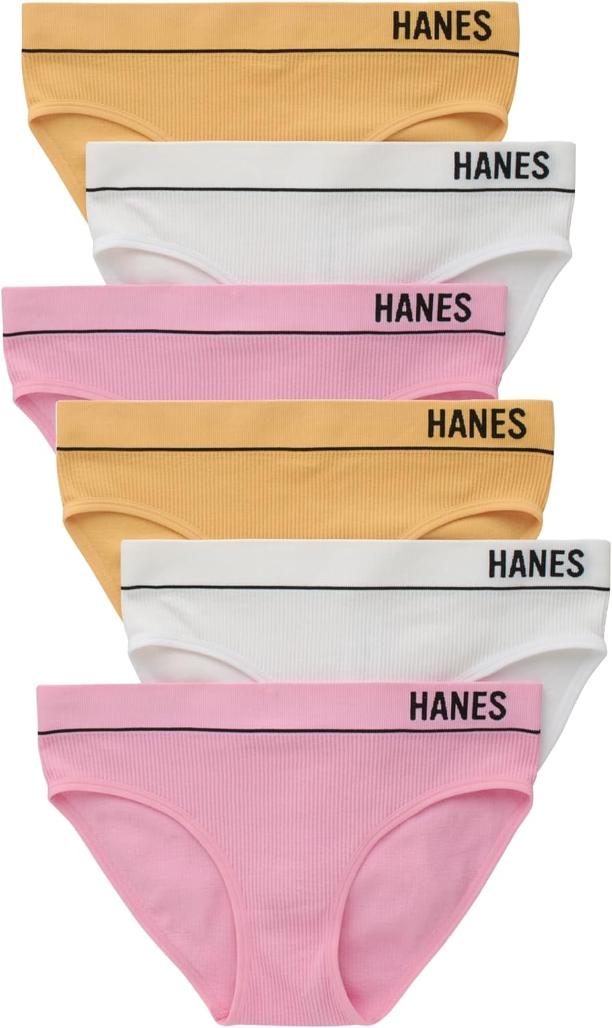 Hanes womens Originals Seamless Stretch Rib Bikini Panties Pack, Assorted Colors, 6-pack