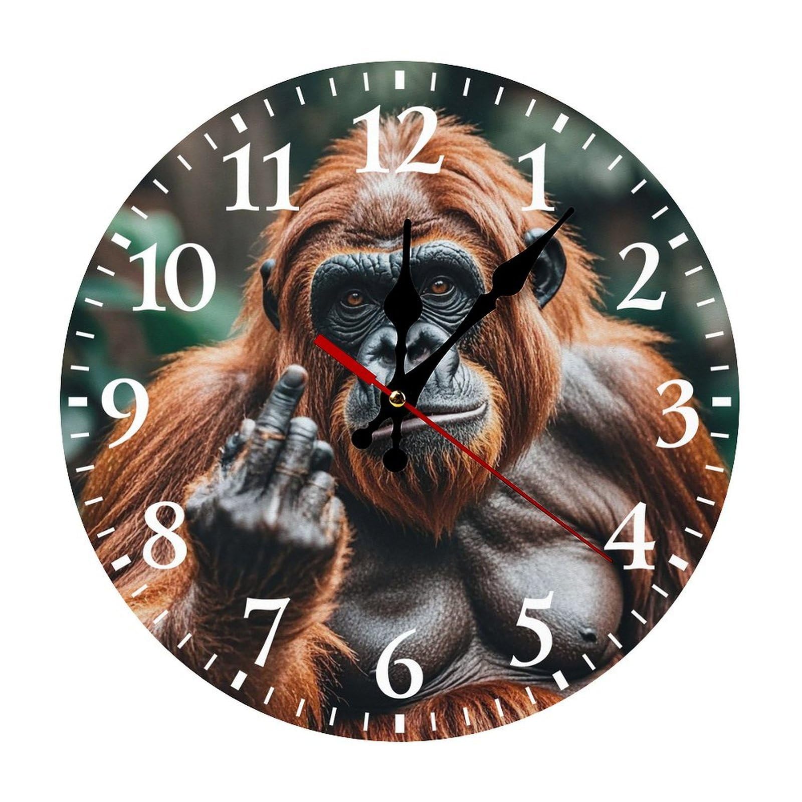 QMNLKH Gorillas Wall Clock for Home, Battery Operated Clock for Hotel, Round Wall Clock with Arabic Numerals White, Easy to Read, Non-Ticking Clocks for Living Room 30 * 30cm