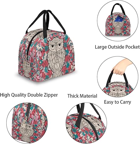 Miniatura 5 de Decorative Pattern Lunch Bag Insulated Lunch Box for Men Women Lunch Tote Bag Leakproof Meal Prep Bag Cute Lunchbag Lunchbox Owl Art Lunch Bags for