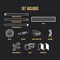 Vista 5 de Baden Volleyball Net Set, Volleyball Bag, Adjustable Poles, & Boundary Lines, Portable Volleyball Net for Backyard or Outdoor Activities for Men