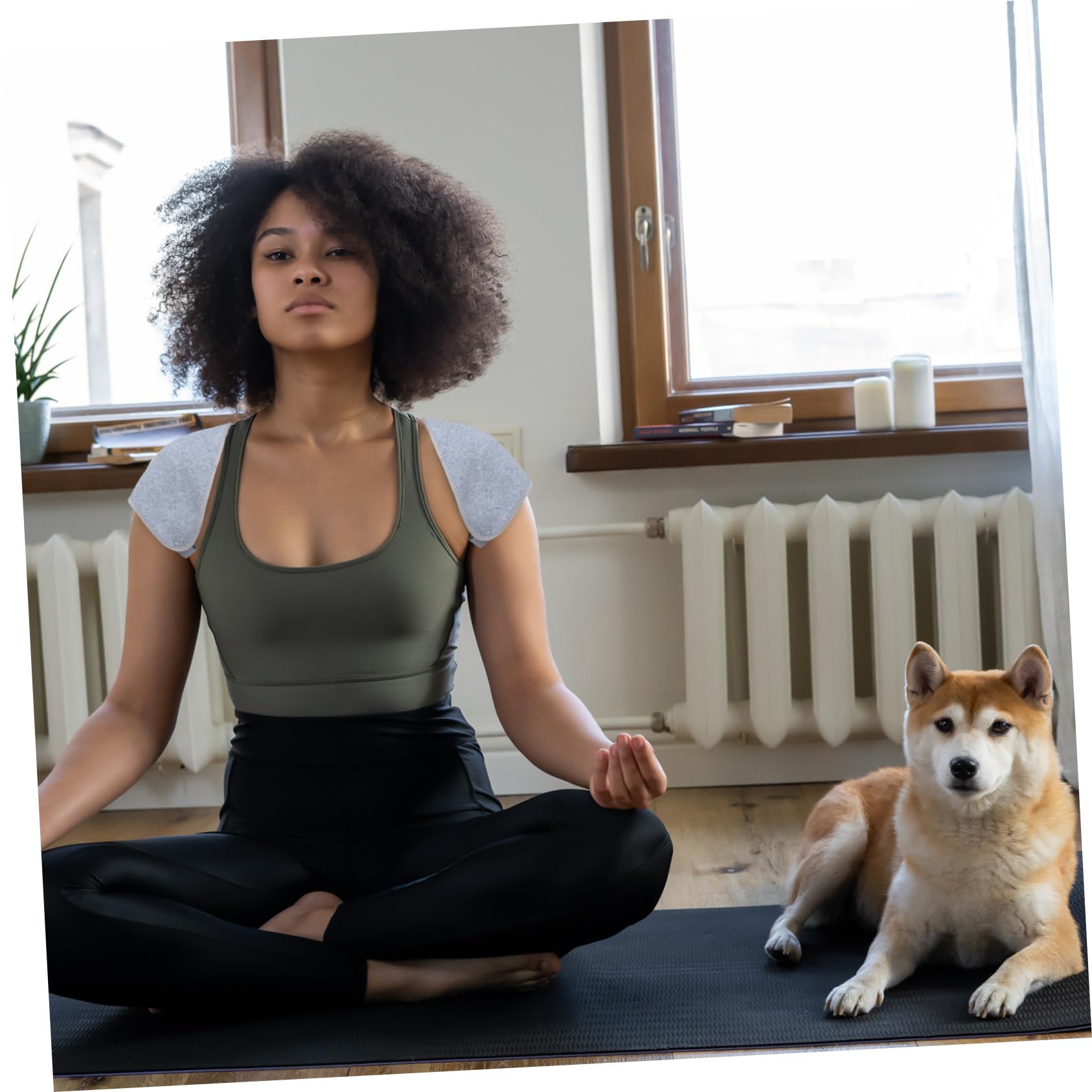 OATIPHO 1pc Charcoal Shoulder Support Warm Compression Fitness Strap for Sports Breathable Elastic Gentle Support for Injury Suitable for All Seasons