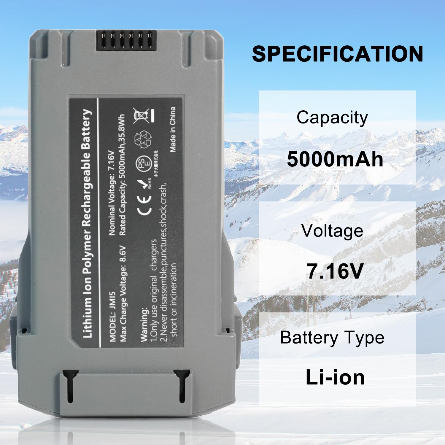 XITAIAN 5000mAh Mini 5 Pro JMI5 Batería de Repuesto para dji Mini 5 Pro Drohne, Li-Poli Inteligente Vuelo Batería Recargable, 52 Minutos (7.16V 35.8Wh)