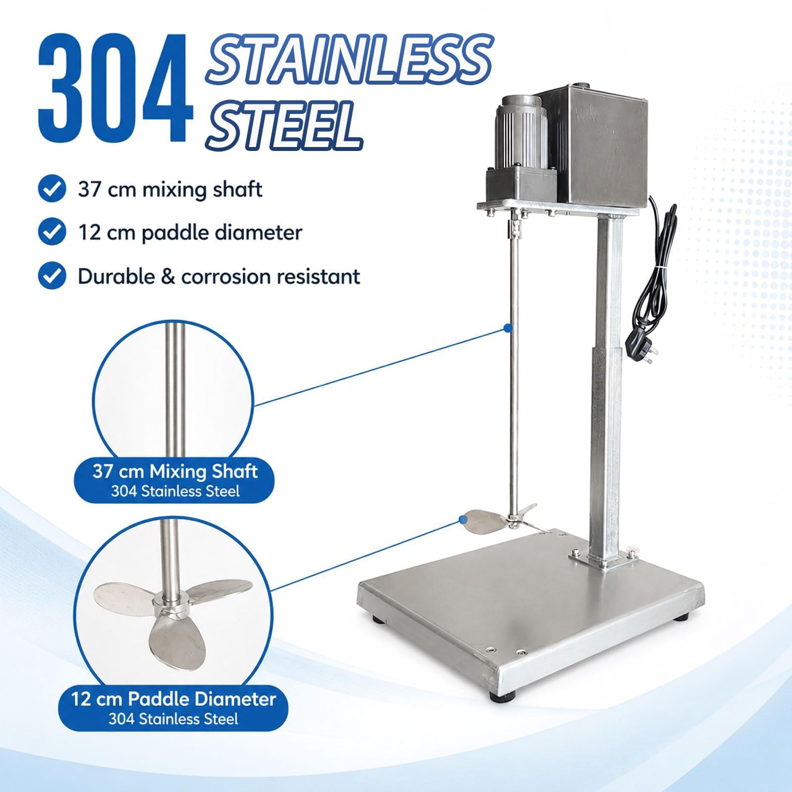 Mezclador eléctrico de pintura con soporte ajustable, eje de acero