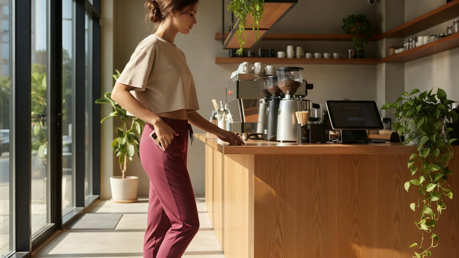 Haowind Women's High-Stretch Workout Joggers with Deep Zipper Pockets - Elastic Waist Yoga Pants for Running Travel Lounge - Image 9