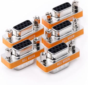DB9 Null Modem Adapter Male to Female Slimline Data Transfer Serial Port Adapter 5 Pack