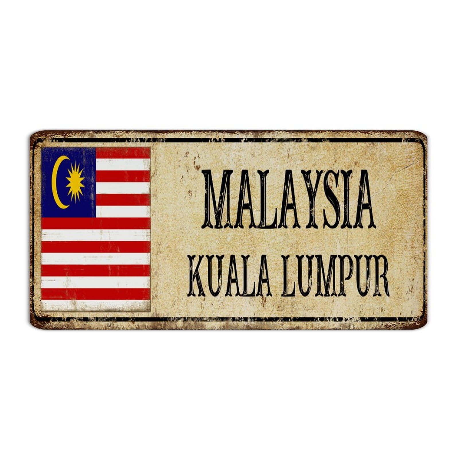 Autravelco Style-6 Country Metal Signs Outdoor Malaysia Kuala Lumpur Wall Decor Garage Signs For Indoor Room Backyard National Country Souvenir Road Art Poster Gift For Shop 6X12 Inch