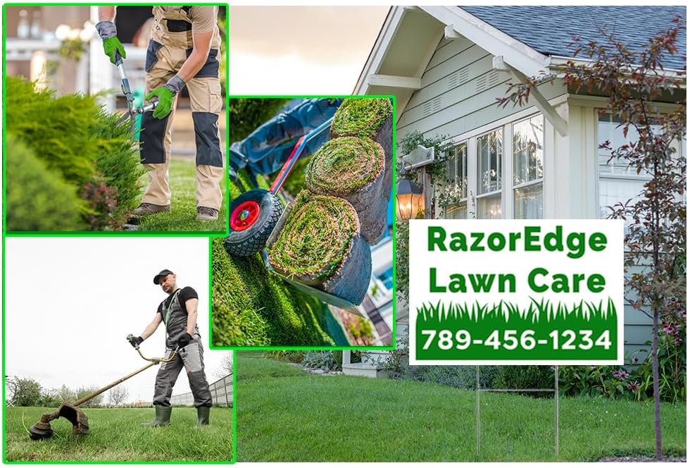 Custom Yard Signs Lawn Service 18x12" - Single Sided Print - Add Your Name & Number! Glossy, UV-Ink for Durability, Small Business Marketing (25)