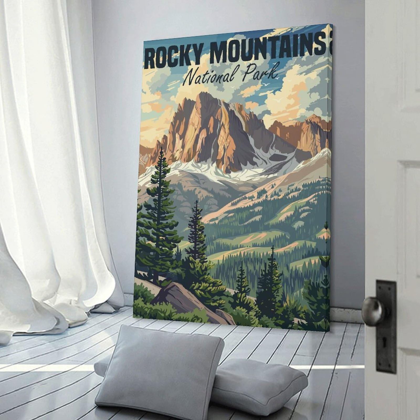 Junmoney Rocky Mountains USA Park Hanging Wall Art 20x30inch(50x75cm), for Front Hall, Corridor Or Welcome Spaces, Wall Decor to Refresh Empty Corners