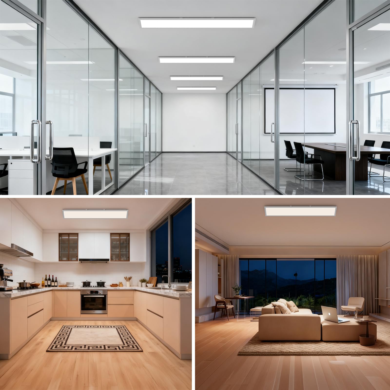 LED Panel Deckenleuchte 100x25cm, 3000-6500K Deckenleuchte Dimmbar, 30W Deckenlampe Lang Flach mit Fernbedienung Nachtlicht Memory-Funktion für Wohnzimmer Schlafzimmer Badezimmer Büro küche