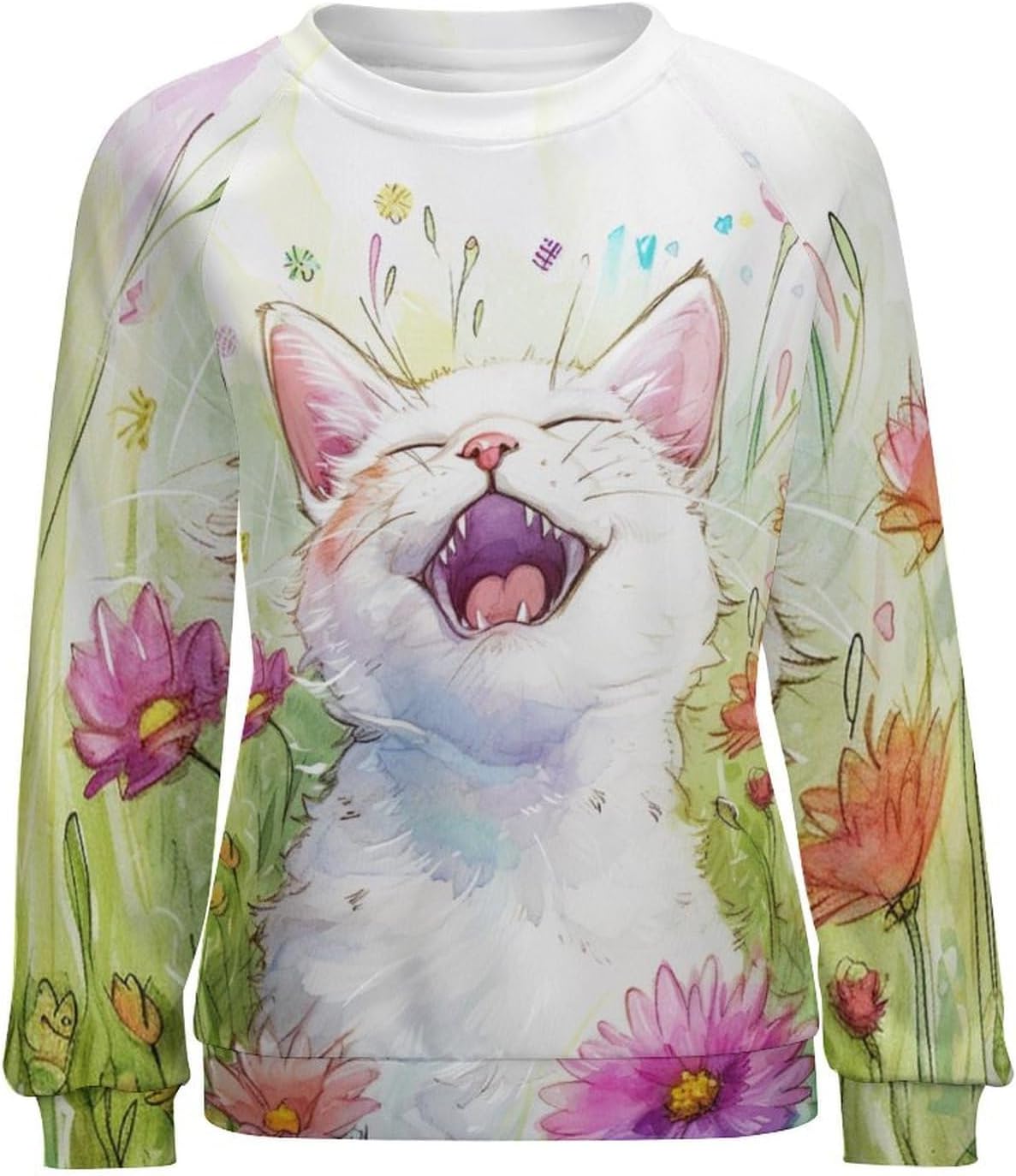 Cat Sweatshirts for Women Long Sleeve Crewneck Pullover Cotton Casual Plus Size Causal Fall Lounge Sweater - Image 5