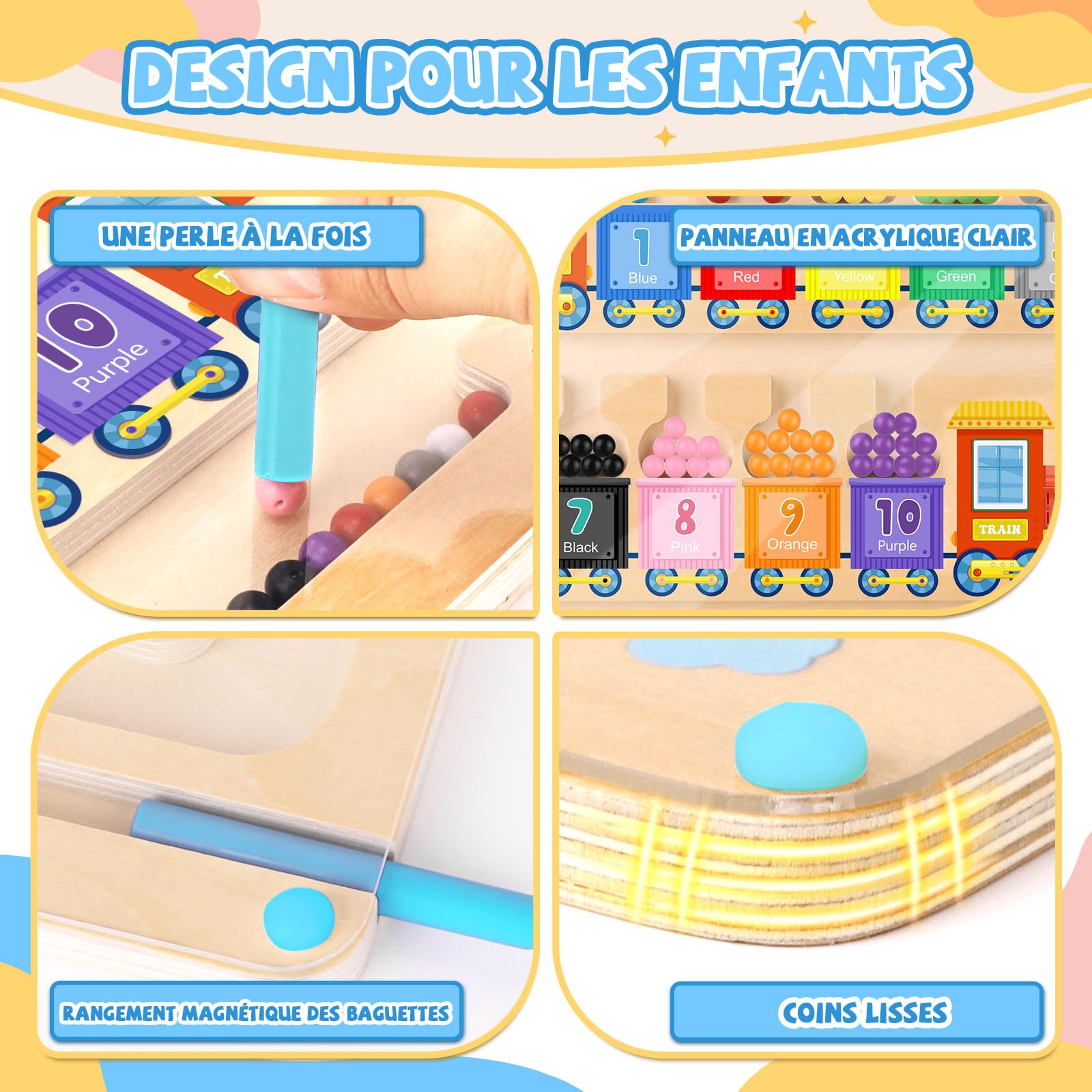 Labyrinthe magnétique de Couleurs et de nombres - Jouets en Bois