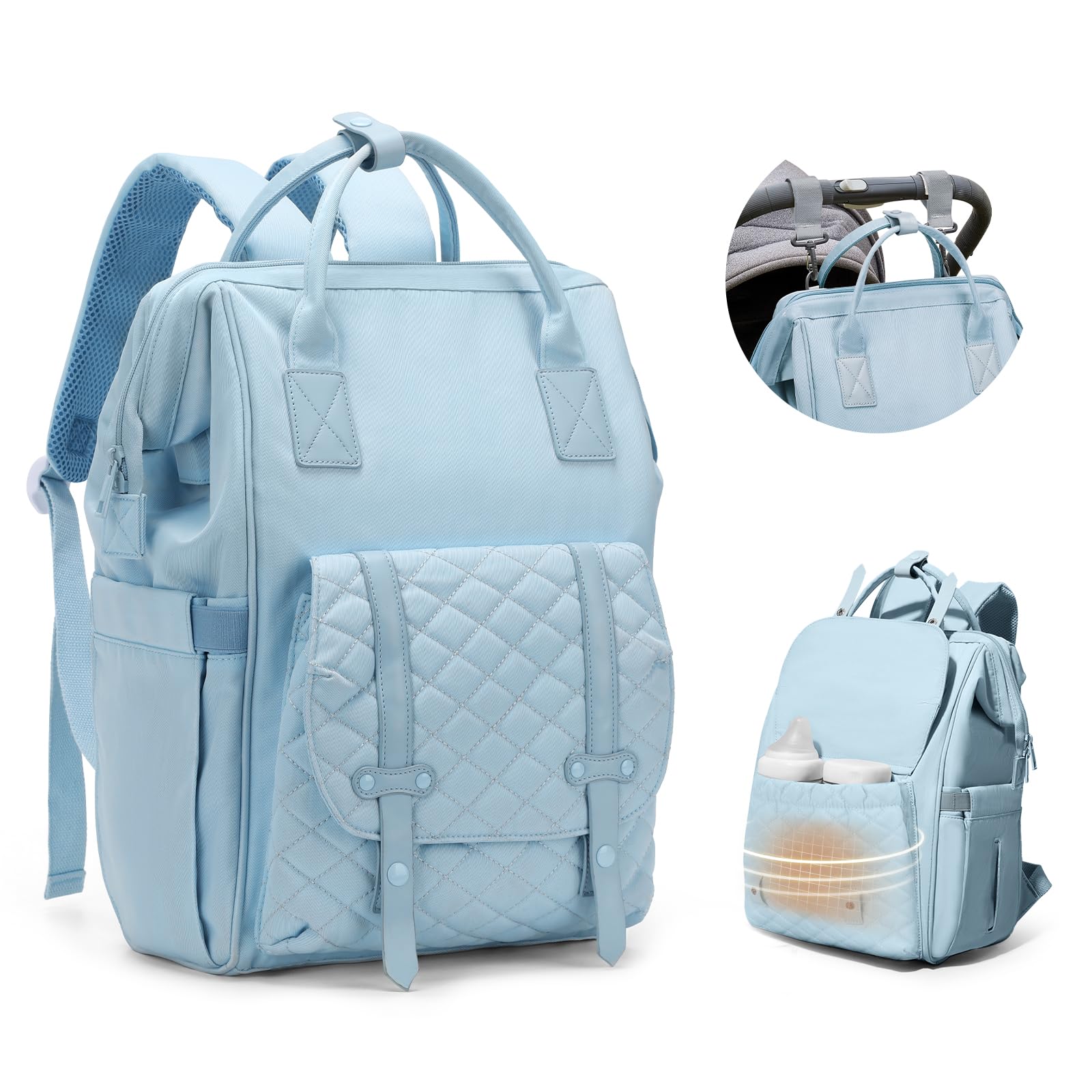 BOXSAM Zaino Mamma, Zaino Fasciatoio Mamma Multifunzione Impermeabile, Zaino cambio Neonato Grande Capacità, Zaino Passeggino Universale