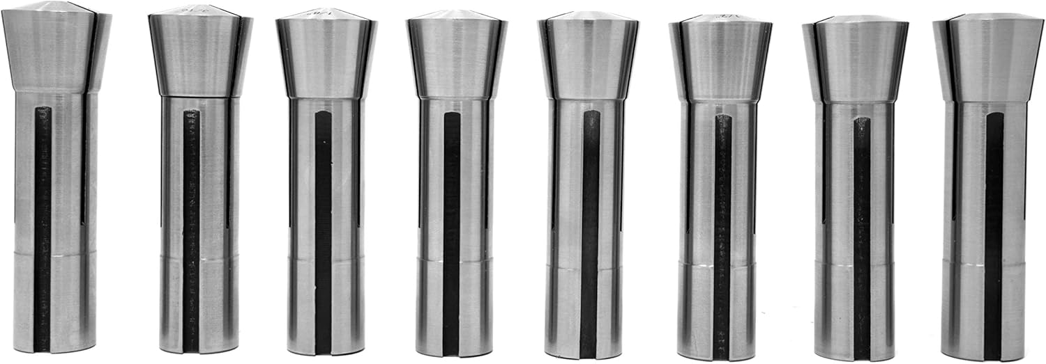 WEN 33182A 8-Piece Imperial Steel Collet Set for R8 Metal Milling Machines