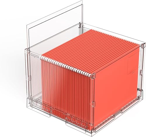 UMAIL Caja de archivos, organizador de archivos colgantes, contenedores de almacenamiento portátiles con tapas, soporte de archivos tamaño carta