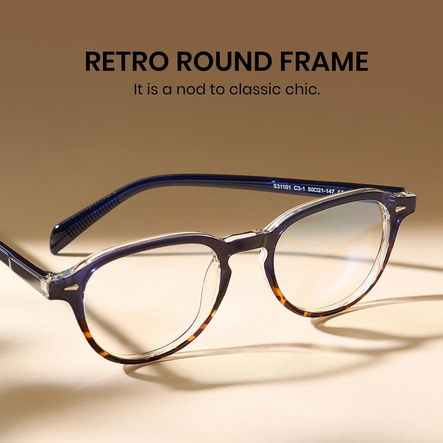Cyxus Retro 70s Acetate+TR90 Panto Blue Light Blocking Glasses Woman Men Round Computer Gaming 8554