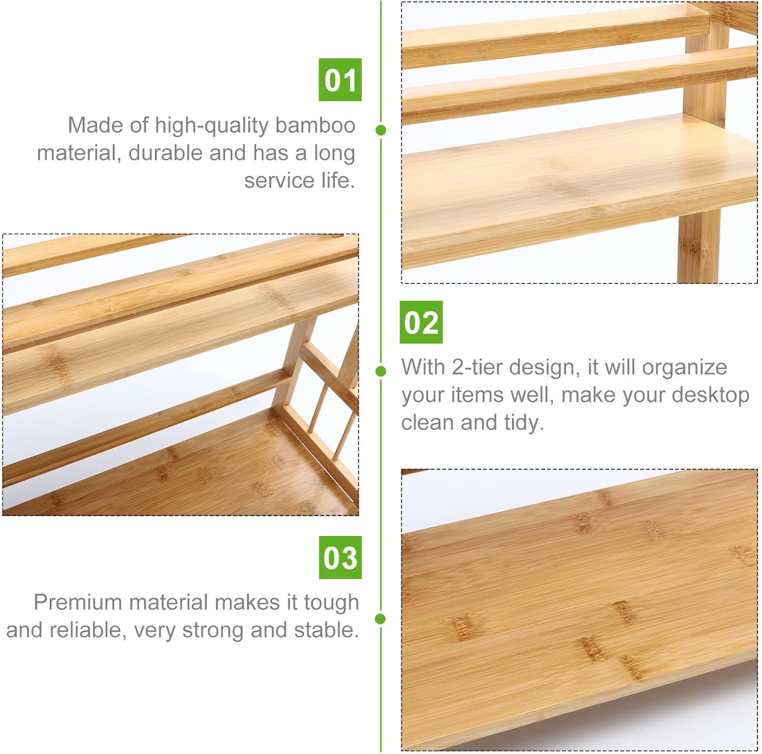 2-tier Spice Rack Seasoning Can Container Organizer Kitchen and Bathroom Storage Shelf Multifunctional Countertop Holder for Pantry and Office