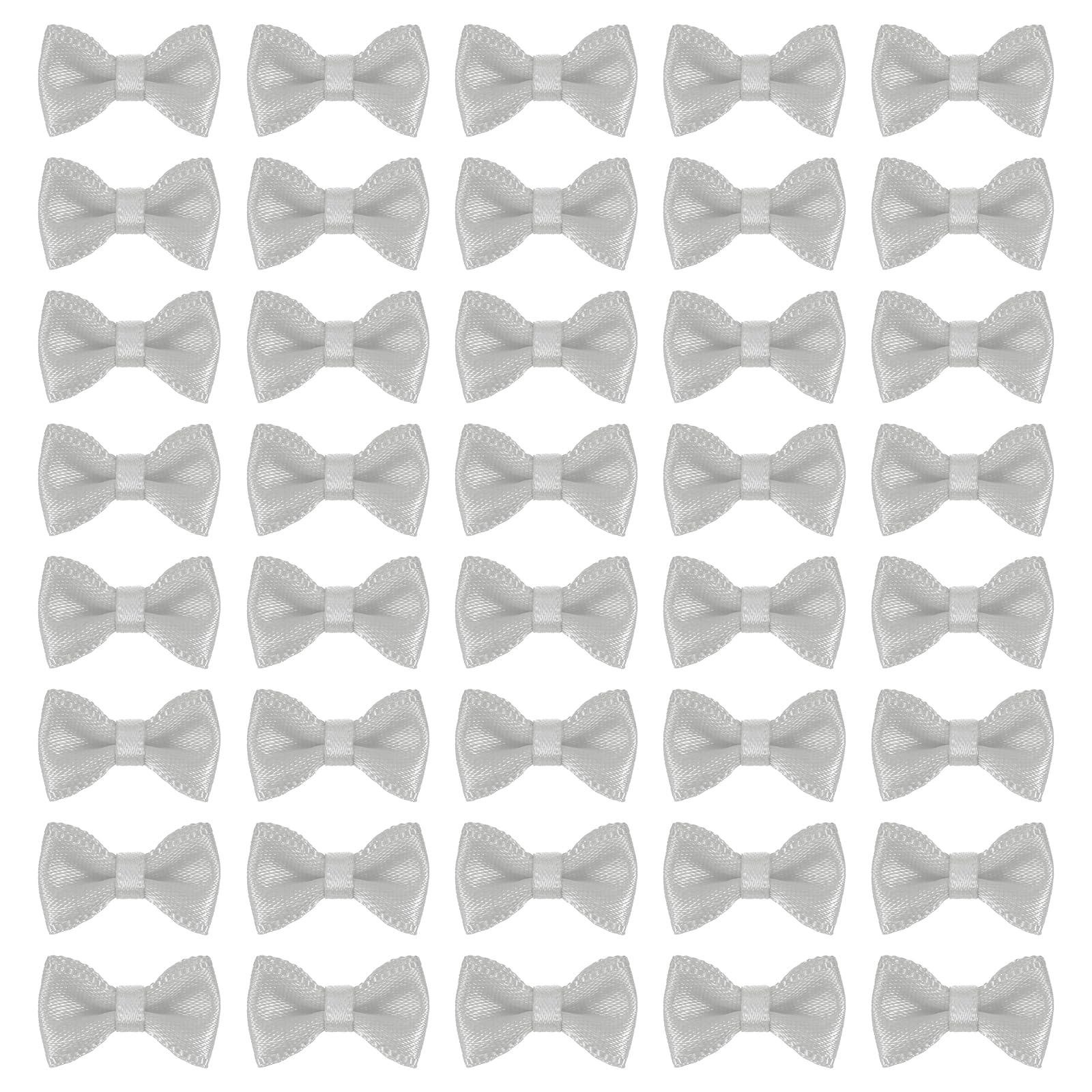 sourcing map 100 Pcs Mini Ribbon Bow 0.8" Mini Fabric Satin Ribbon Flower Bows for Craft DIY Sewing Wedding Birthday Party, Grey