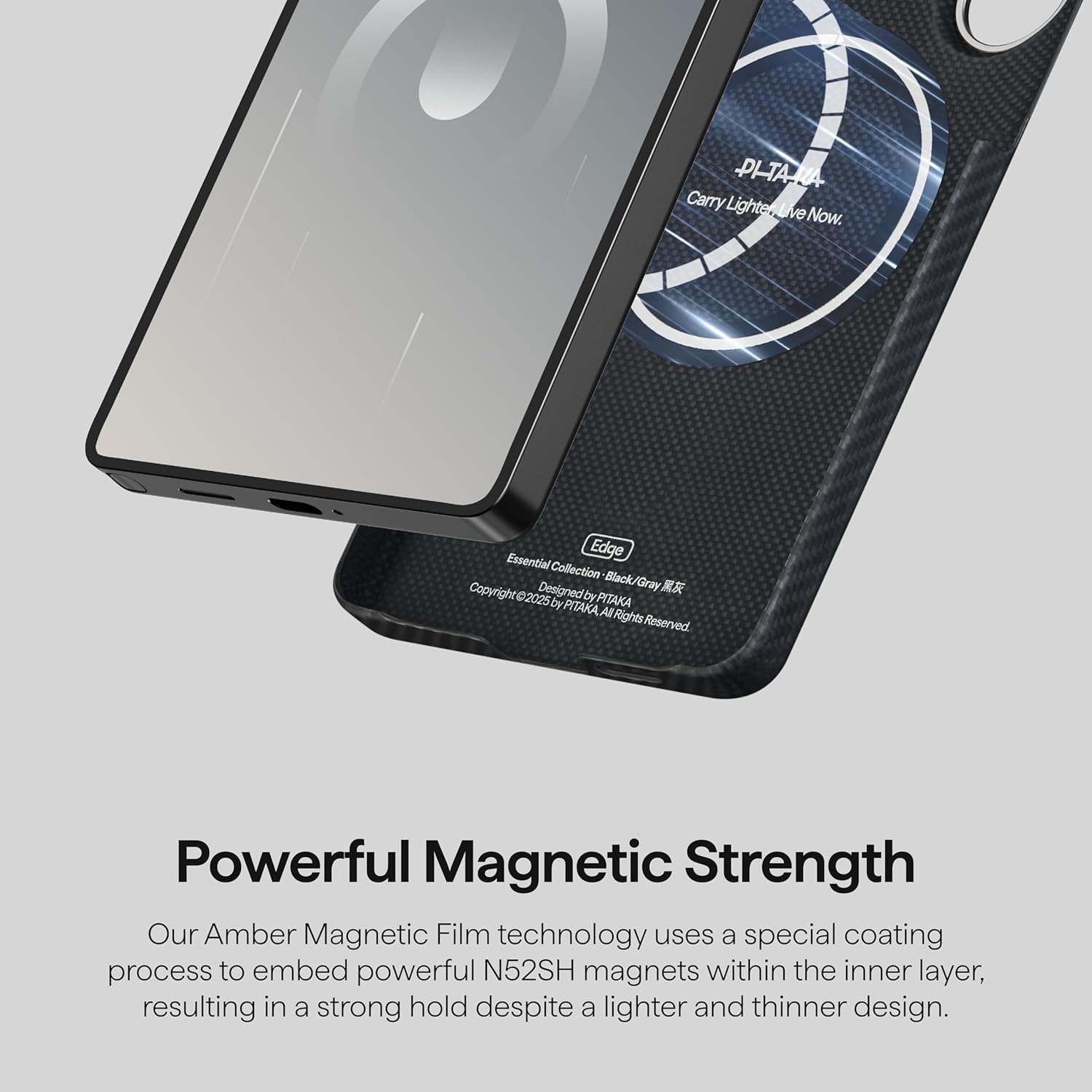 pitaka for S26 Ultra Case, 6.9 Inch, Compatible with MagSafe, Ultra-Slim Samsung Galaxy S26 Ultra Case with Aaron Button, 600D Aramid Fiber Woven [Edge Case - Black/Grey]