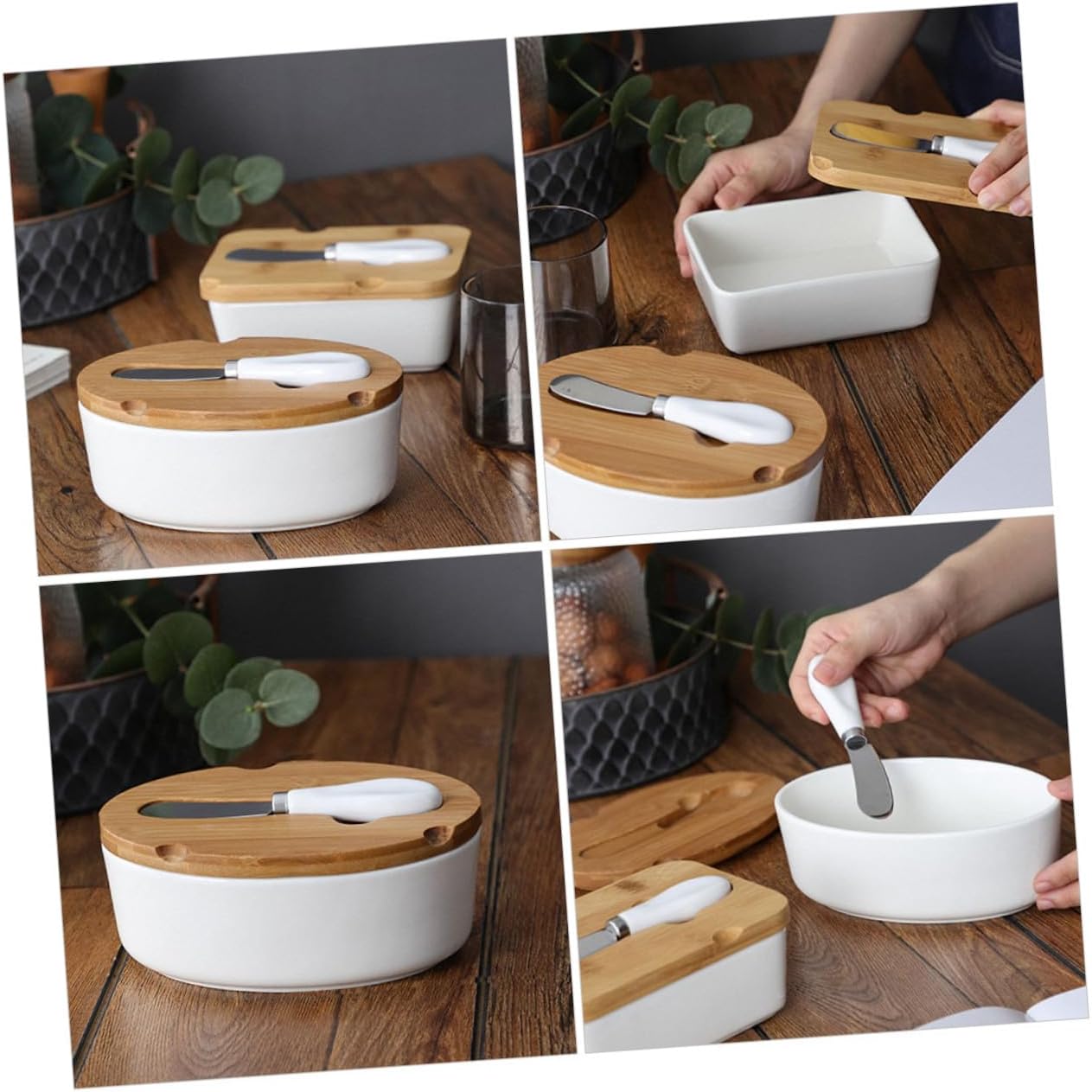 Ceramic Butter Dish with Lid and Cover Set Butter Container and Slicer for Cheese Storage Nordic Style Kitchen Serveware for Dining and Entertaining