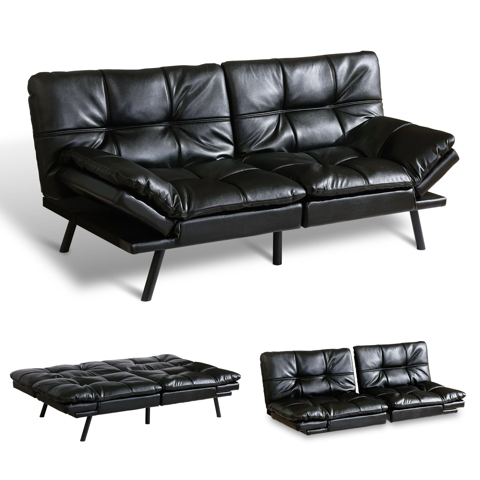 Sunny Heart Sofas, Artificial Leather, Black