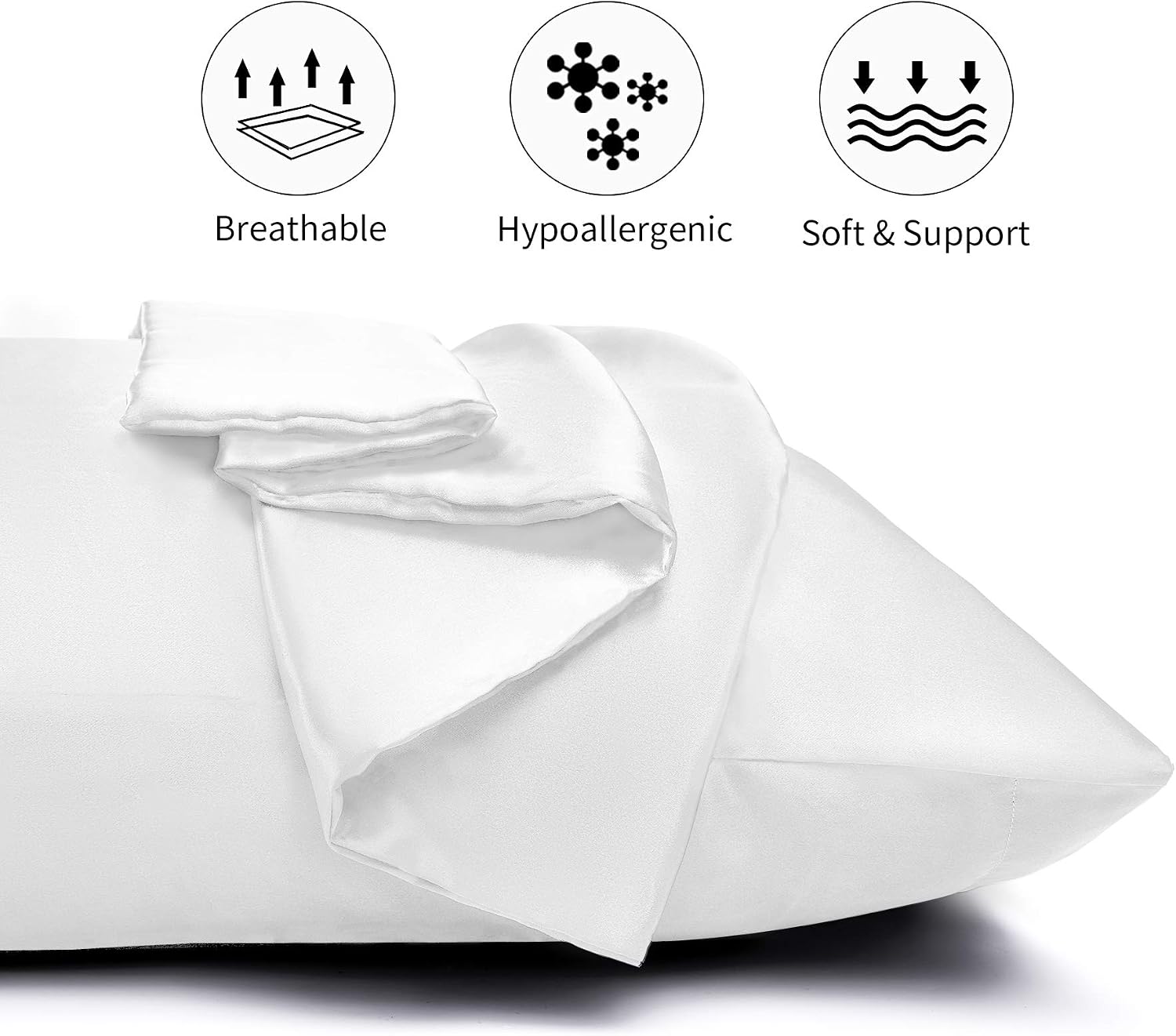 Basic Beyond Satin Pillowcase for Hair and Skin, Soft, Breathable Soft Set of 2 Pack with Sleep Masks