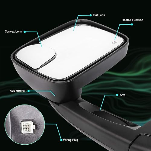 Miniatura 4 de SCITOO Espejo de remolque de repuesto con función de descongelación de funcionamiento eléctrico compatible para modelos 2002-2008 para Dodge 1500