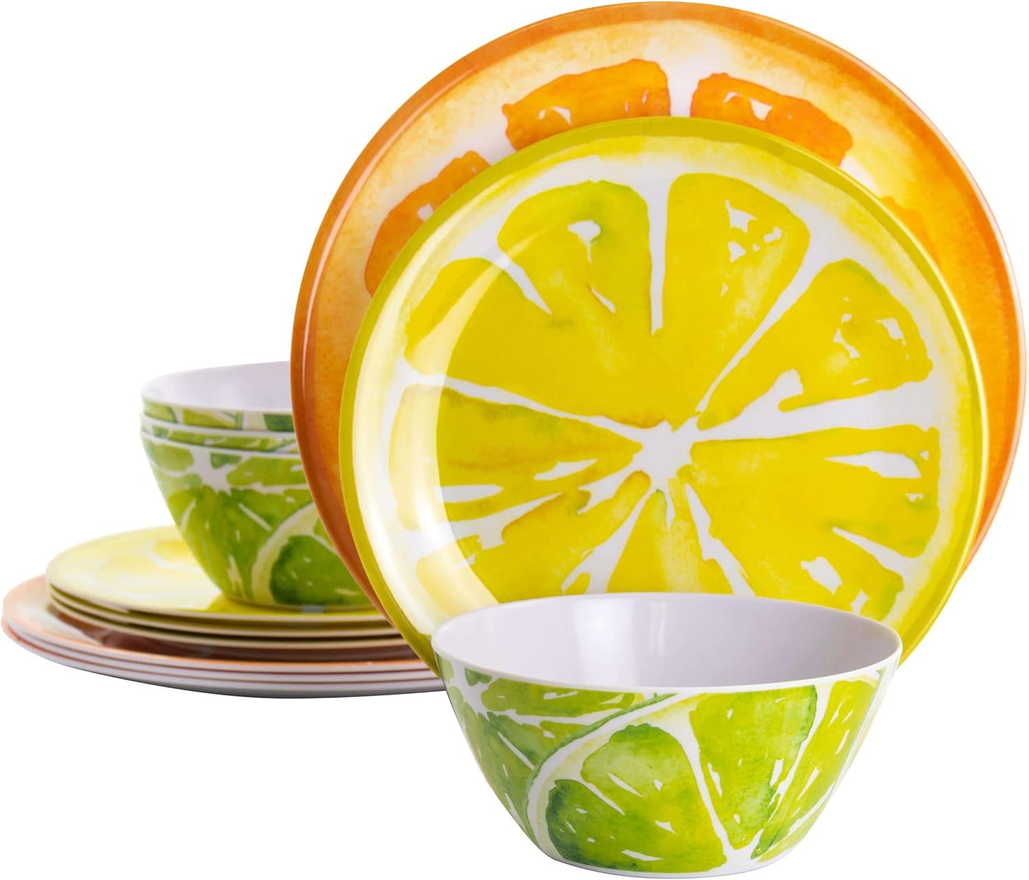 MISC Sunny Citrus 12 Piece Round Dinnerware Set in Assorted