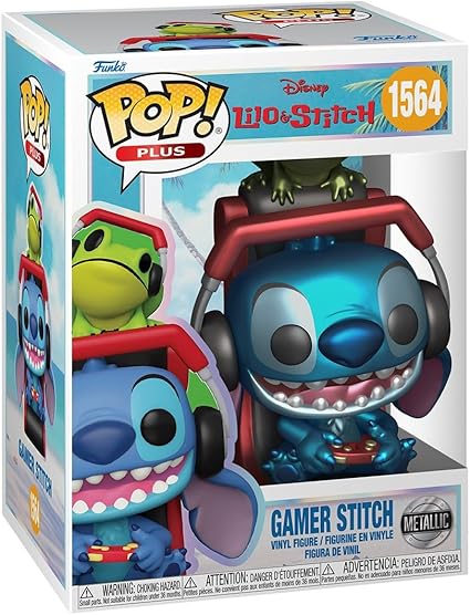Funko Pop Plus: Lilo and Stitch - Gamer Stitch - Metallic - Collectable Vinyl Figure - Gift Idea - Official Merchandise - Toys for Kids & Adults - Cartoon/Animation Fans