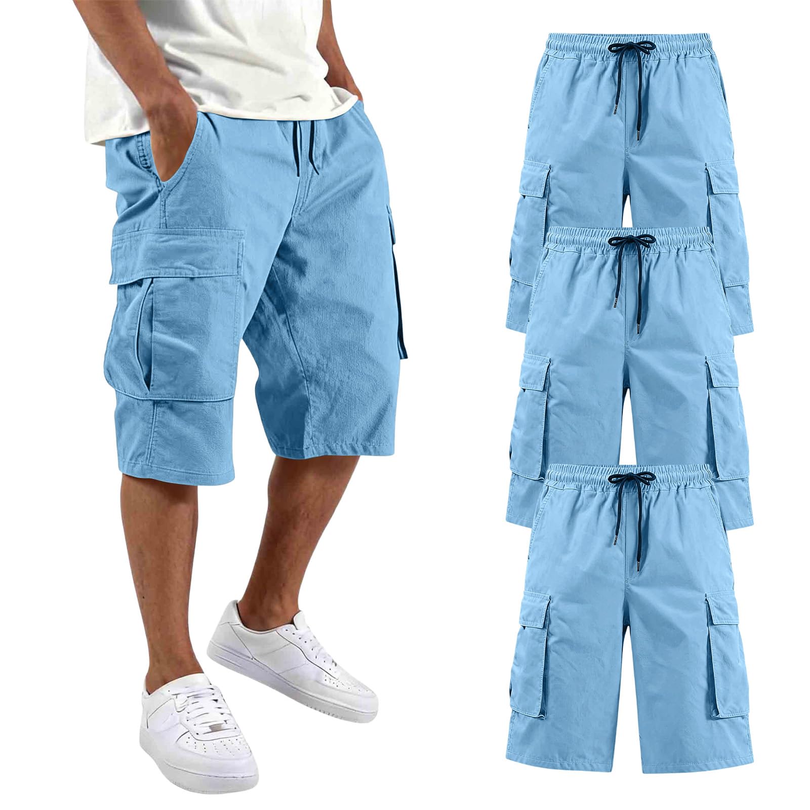 Pantaloncini Uomo Da Lavoro,Da Uomo Leggero Cargo Combat Pantaloncini Con Tasche Casual Lunghezza Al Ginocchio Pantaloncino Vestibilità Comoda Outdoor Hiking Pantaloncino Elasticizzato Resistente