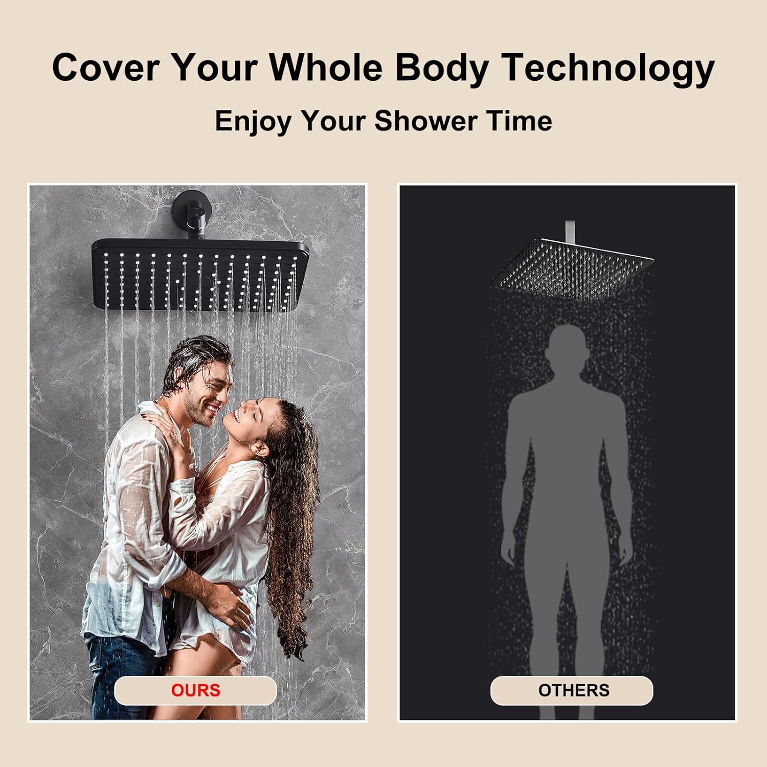 12 Inch Rain Shower Head High Pressure Dual Shower Heads Rainfall Showerhead with 9 Sprays Handheld Spray Combo & 70"Long Fixed Showerheads Hose, Matte Black Bathroom Accessories
