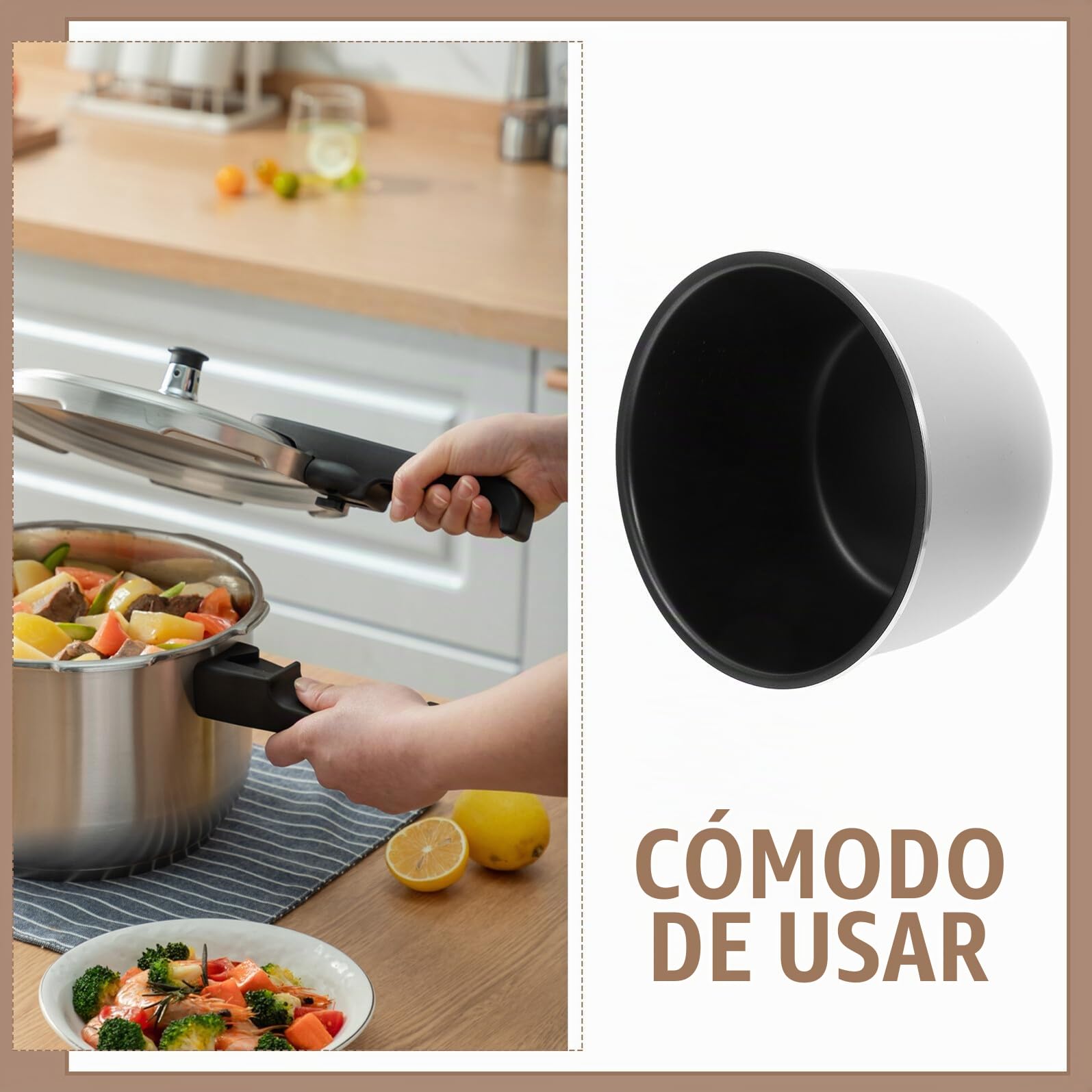PRETYZOOM Olla Interior para Olla Eléctrica 4l de Aleación de Aluminio Antiaherrumbre Revestimiento Antiadherente Rápida Cocción para Cocina y Repuesto de Presión