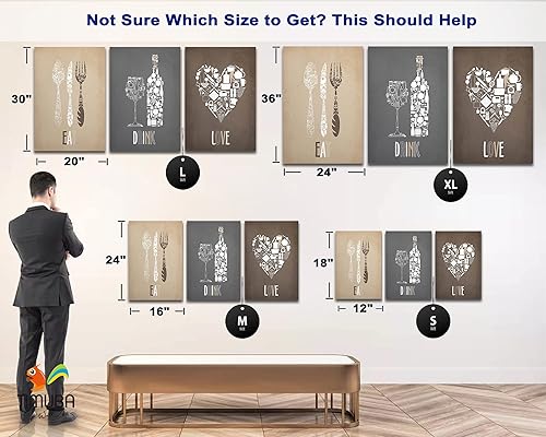 Miniatura 3 de Arte de pared de cocina de 3 piezas, arte de pared en lienzo de comedor, arte de pared moderno, copas de vino, impresiones en lienzo para decoración