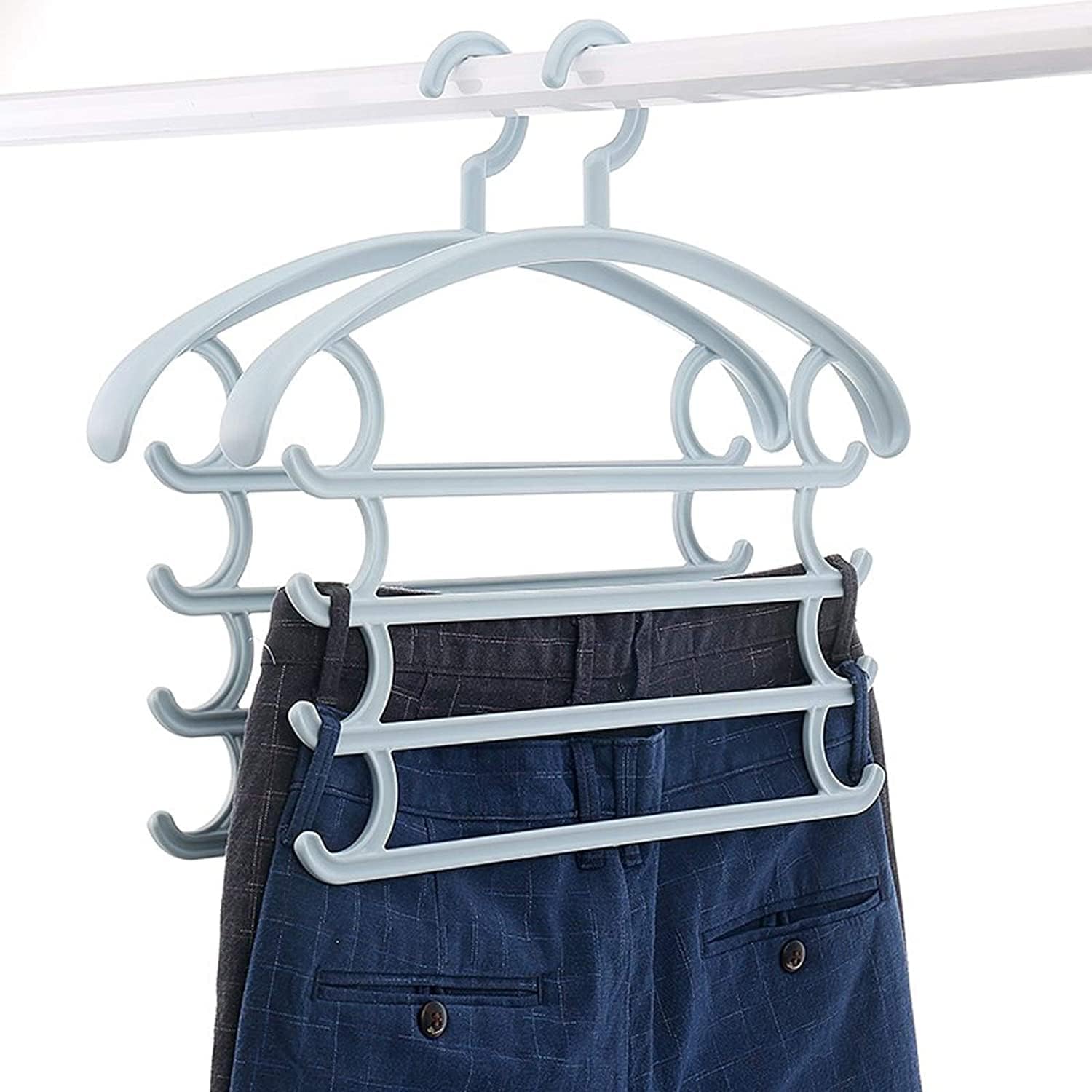 Tie Rack Belt Hanger Organizer 6 Pack Non Slip Pants Hangers Space Saving Hanging Closet Accessory Hooks for Pants Jeans Trousers Scarf Ties Towels Closet Organizer (Color : Gray) (Green)