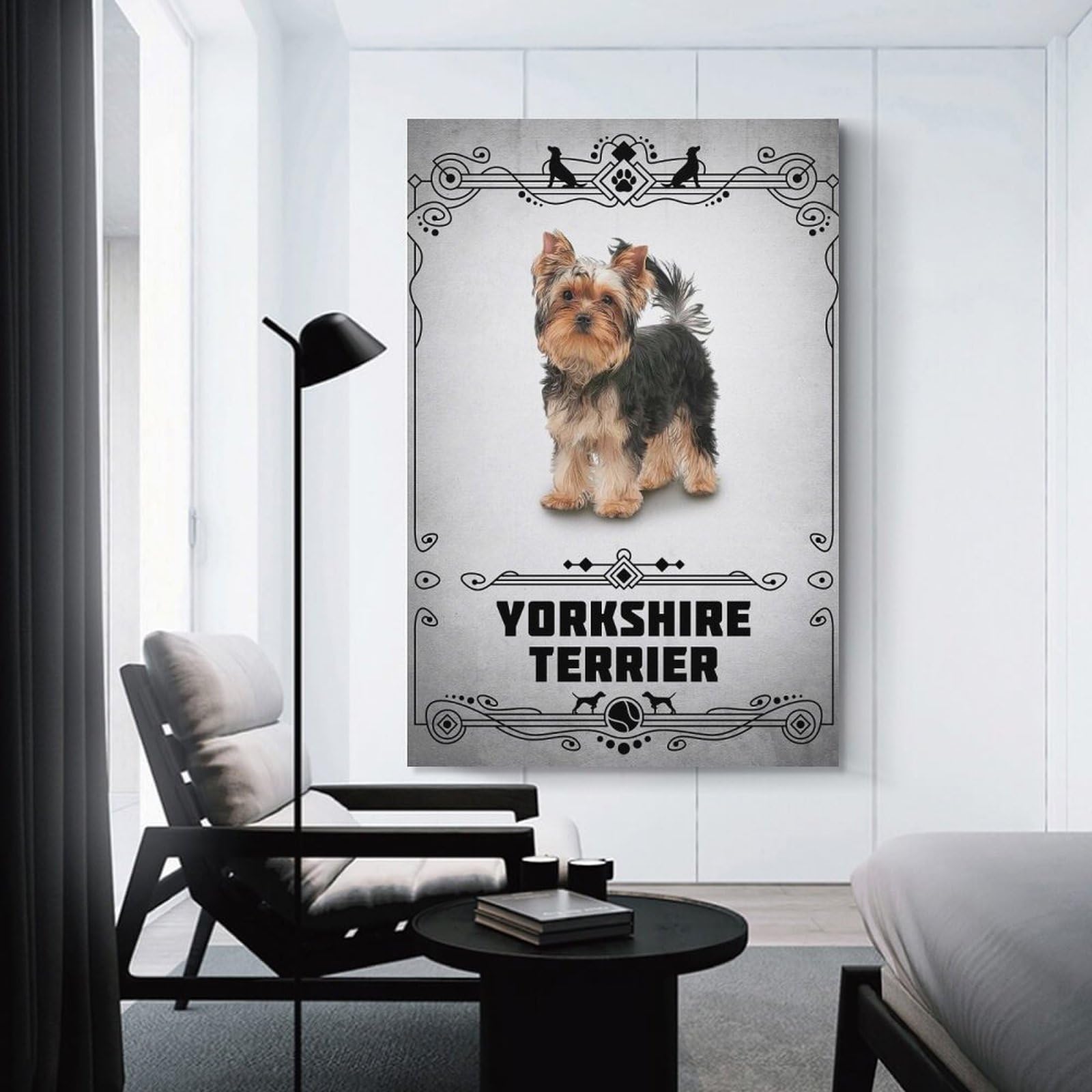 Junmoney Yorkshire Terrier Wall Picture Print 20x30inch(50x75cm), for Work Areas, Reading Rooms Or Studios, An Interior Accent for Desk Areas
