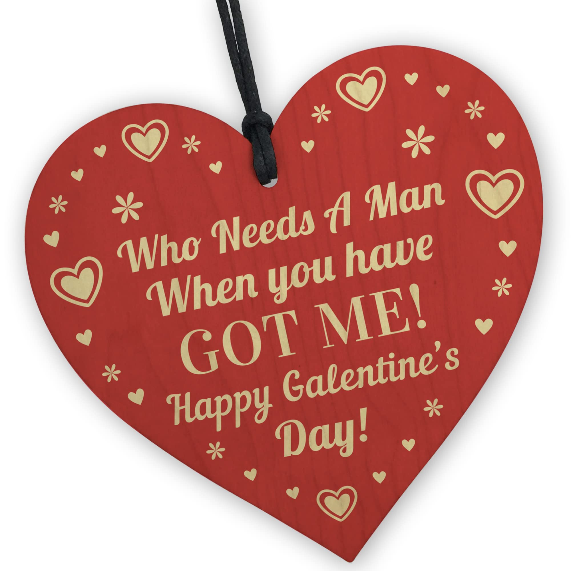 Red Ocean Happy Galentines Day Best Friend Wooden Heart Hanging Sign Funny Valentines Gift For Friend
