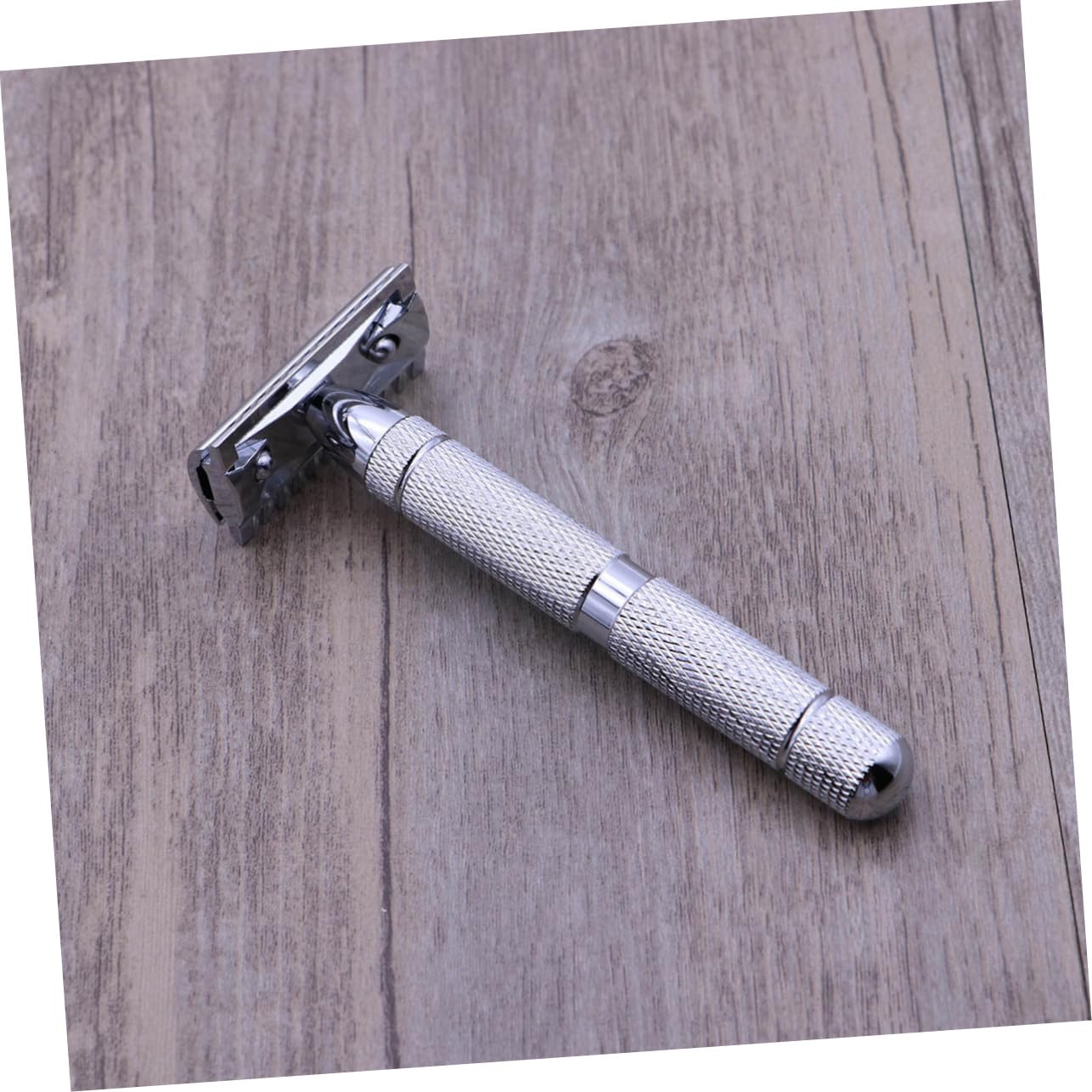 SHERCHPRY 3 Pièces Rasoir de Acier Inoxydable à Double Lame pour Hommes Conçu pour Rasage à Domicile Salon une Prise Texturée pour Plus de Confort