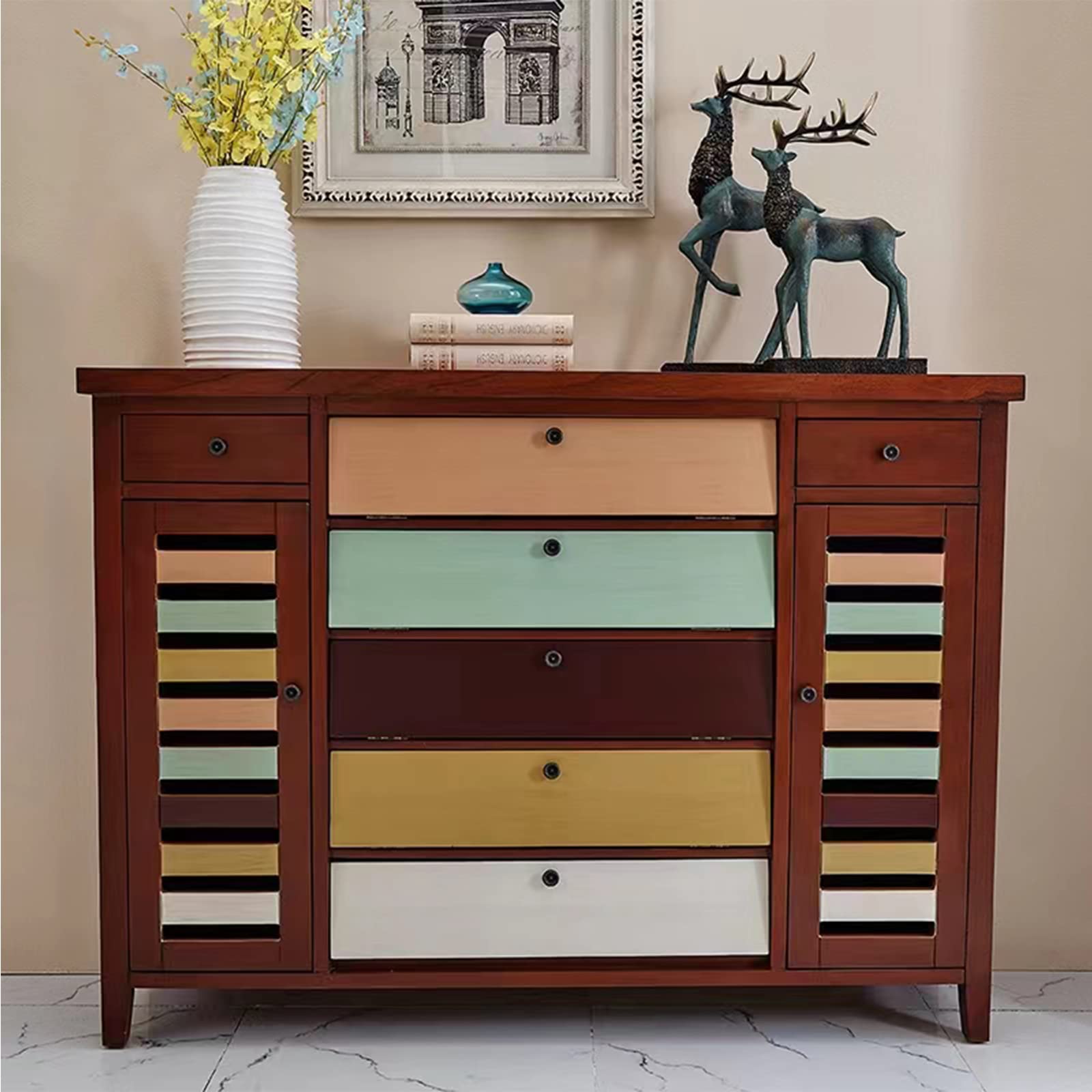 Amazon｜ヴィンテージソリッドウッドシューズキャビネット