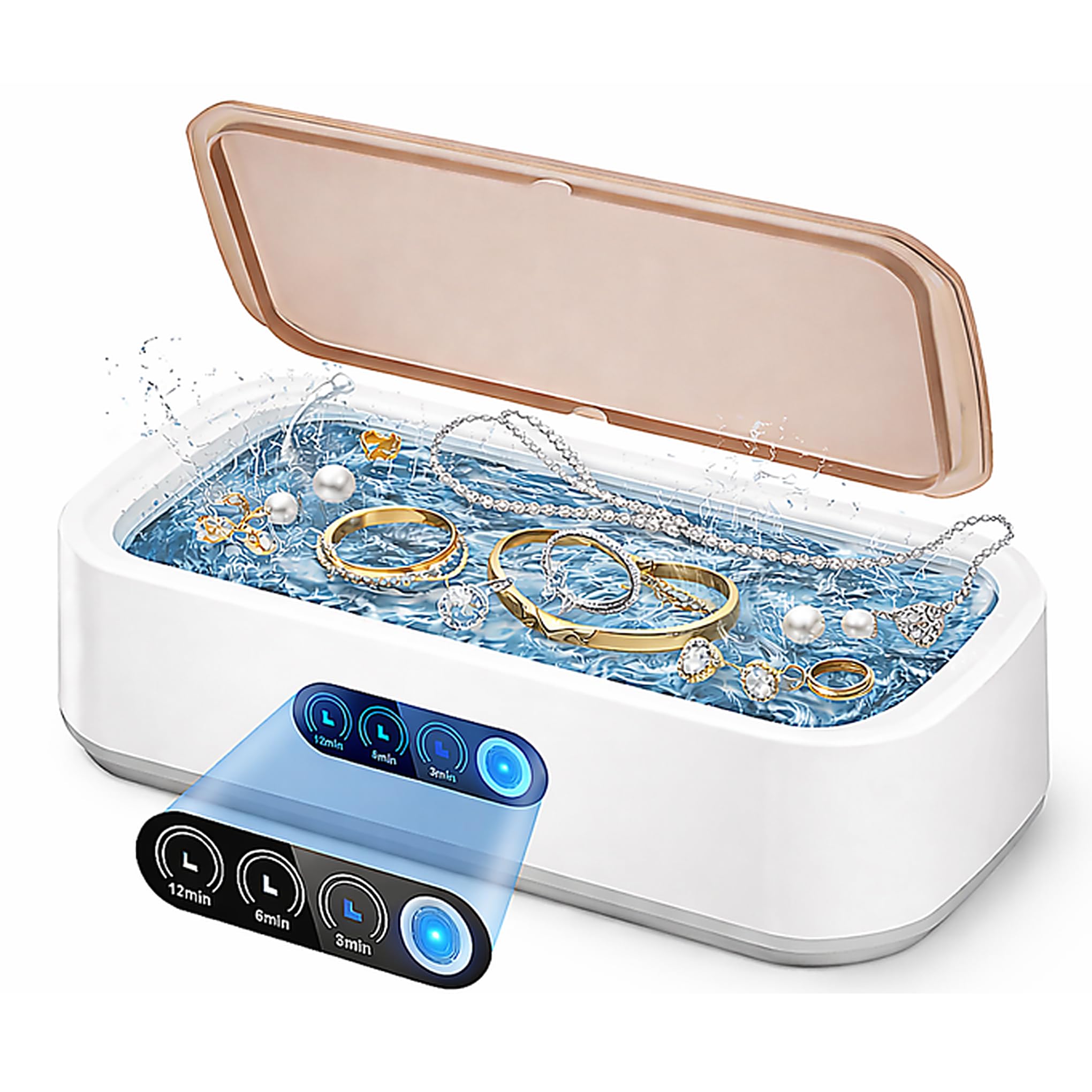 Limpiador ultrasónico de gran capacidad de 650 ml con función de sincronización digital de tres velocidades, adecuado para limpiar joyas, anteojos y correas de reloj
