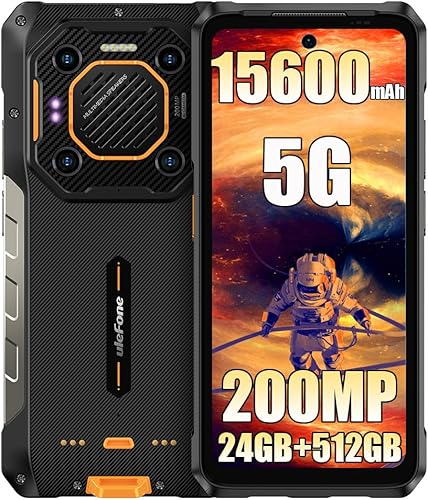 Ulefone Armor 26 Ultra 5G Smartphone resistente desbloqueado, MTK 8020 24GB+512GB, batería 15600mAh/120W, cámara de 200MP, teléfono celular Android