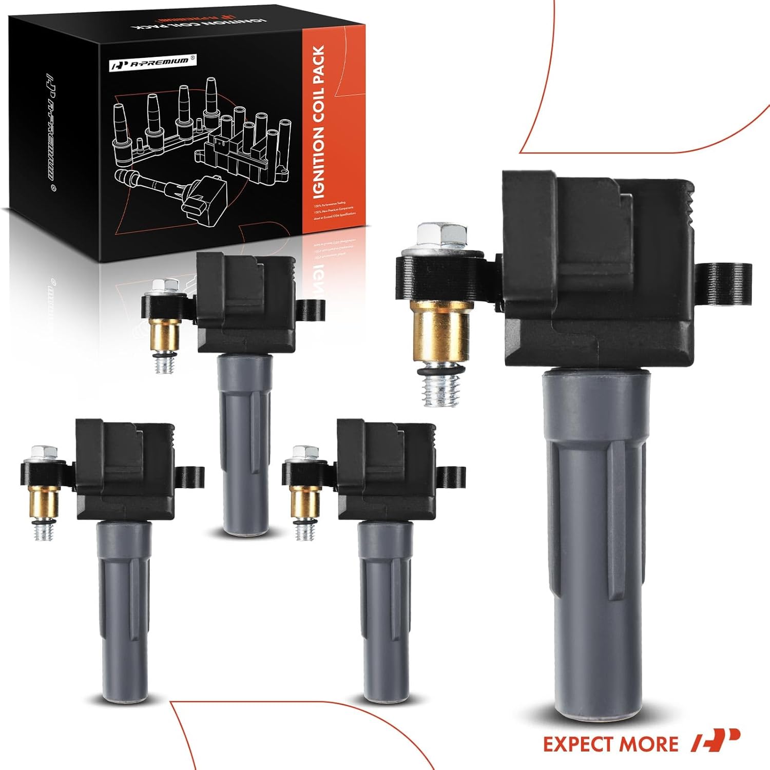 A-Premium Engine Ignition Coil Packs Compatible with Subaru Impreza 2002 H4 2.0L EJ205 Turbo Only 4-PC Set