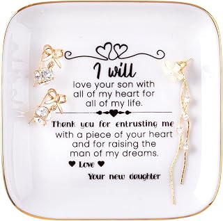 Kaidouma Mother of the Groom Gifts from Bride - Wedding Gifts for Mother in Law - Ceramic Jewelry Holder Ring Dish Trinket Tray - Thank You for Raising the Man of My Dreams