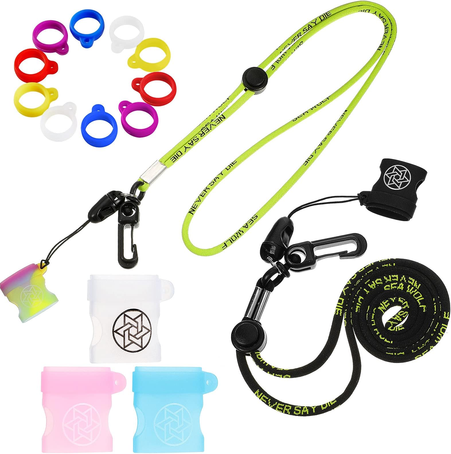 19 Pcs Anti-lost Lanyard Set with 2 Pcs Neck Straps 12 Pcs Anti-lost Silicone Ring 5 Pcs Lanyard Accessories