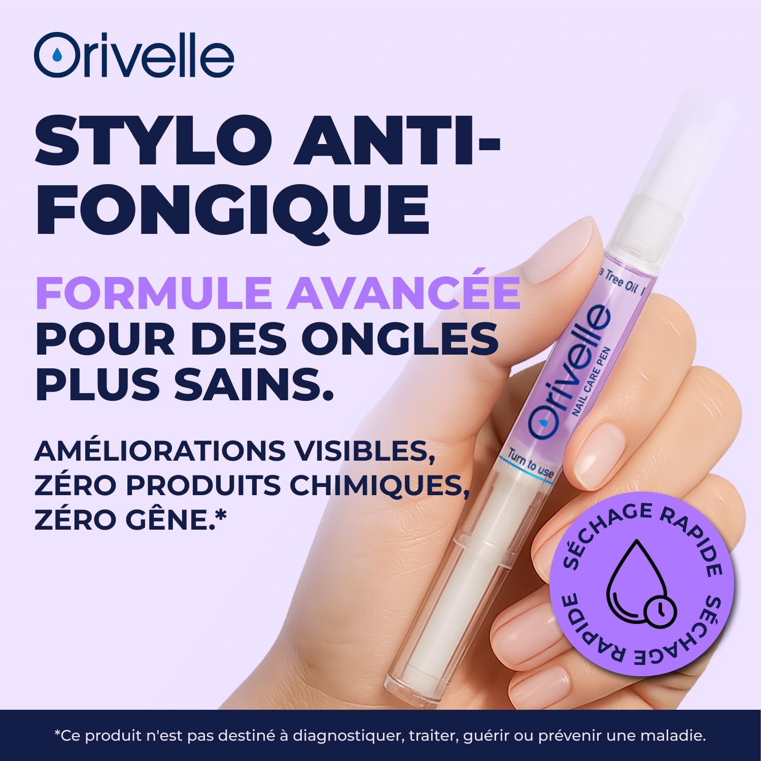 Orivelle Stylo de Soin Cosmétique pour Ongles, Stylo Embellisseur d'Ongles à l'Huile d'Arbre à Thé, Pour Ongles des Mains et des Pieds, Lot de 2