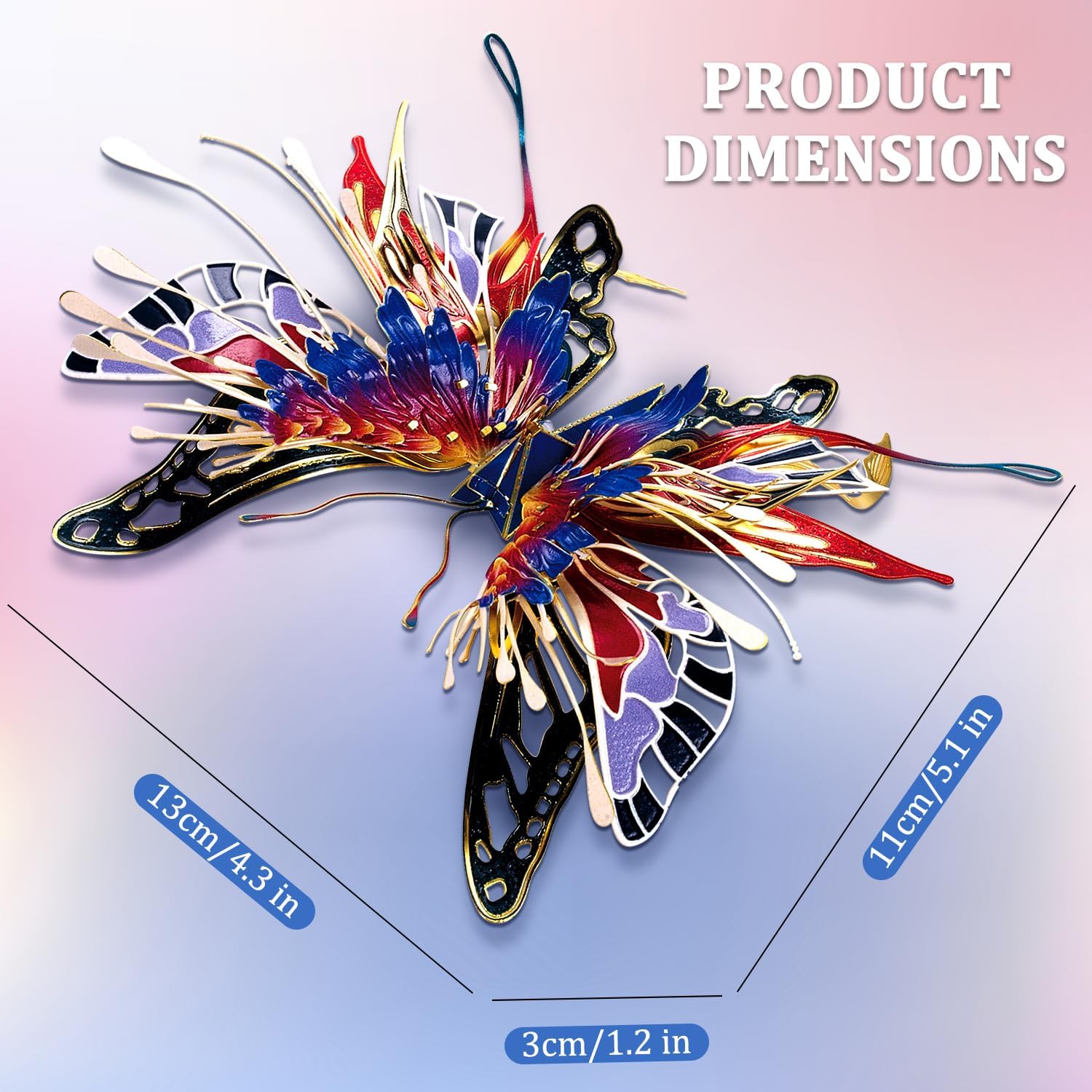 Microworld 3D Puzzles for Adults, Wish Butterfly Metal Model Kits, Simple 3D Metal Puzzles for Beginner, DIY Brain Teaser Home Decor Art Craft Gift Toys for Teens Family- Safety